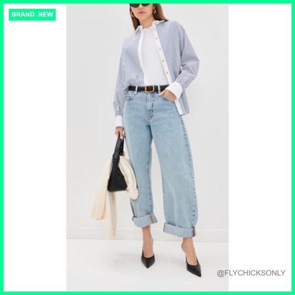 High Rise Barrel Leg Jeans, Non-Stretch Denim, 5-Pocket Styling - Picture 5 of 6